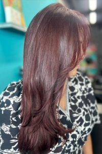 #fortlauderdalehairsalon #pompanobeachhairsalon #hairstylistfortlauderdale #burgundy #richburgundy #layers